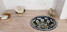 Dolores ovale lavabo ovale con bordo in ceramica Talavera incasso/lavello lavabo dal Messico blu scuro