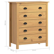 Ausla - Mobiletto Hill con 5 cassetti, in legno, per camera da letto, soggiorno, cucina, 79 x 40 x 96,5 cm, colore: Marrone miele