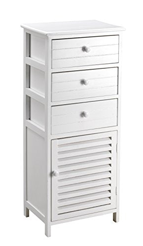 King Home C656897 Cassettiera 3 Cassetti con Anta, Bianco