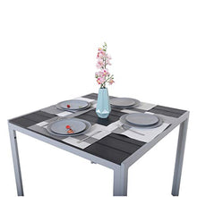 Chicreat Tavolo in alluminio con superficie in polywood, 90 x 90 x 75 cm, argento e nero