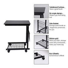lyrlody Tavolino D'Appoggio,Tavolo Porta Laptop Tavolino da Divano Scrivania da Computer in Truciolare + Acciaio al Carbonio, Regolabile in Altezza,50 x 30 x 60-80cm