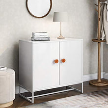 Wealthgirl - Armadietto a 2 ante con 2 ripiani, cassettiera, armadietto laterale con maniglie in legno, per soggiorno, camera da letto, casa o ufficio, in legno MDF e struttura in metallo