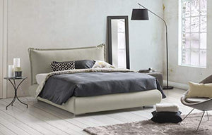 Talamo Italia Letto contenitore Matrimoniale Teresa, Made in Italy, Letto con rivestimento e testata in tessuto, Apertura frontale, adatto per materasso 160x190 cm, Panna