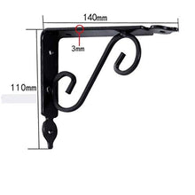 AWCPP 2Pcs Stile Europeo a Forma Di Muro a Forma Di Muro a Muro Staffa Appeso Supporto Staffe - Mensola Floreale a Parete, 90Degree - Parete Parentesi,Nero,140Mm * 110Mm.