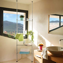 tectake 402861 - Scaffale Telescopico per Bagno, 4 Ripiani Regolabili e Piedini in Gomma Antiscivolo, Regolabile in Altezza