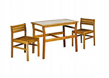 QLS Set di mobili da giardino, due sedie in legno di acacia, piastra in ceramica, portata fino a 110 kg