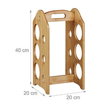 Relaxdays Portabottiglie da Terra per 6 Bottiglie, Cantina in bambù HLP 40x20x20 cm, Manico, Design Originale, Naturale, Legno, Marrone, 20x20x40 cm