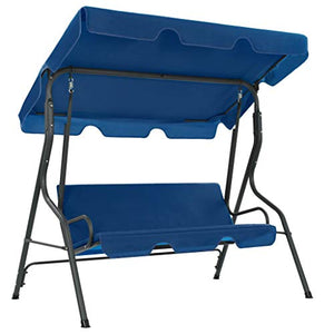 vidaXL Panca Dondolo da Giardino con Baldacchino e Cuscini Comodo Relax Stabile Elegante Altalena Telaio in Acciaio Verniciato Blu Scuro in Tessuto