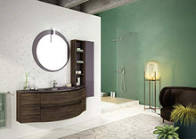 Mobile da bagno color Rovere - Misura: L.135 P.51/21 cm - Finitura: Rovere Tabacco, Laccato Lavanda Lucido - Top: Cristallo con vasca integrata colore Lavanda - 100% made in Italy