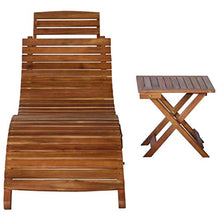 Festnight Lettino Prendisole con Tavolo, Lettini da Giardino, Sedie a Sdraio da Giardino in Massello d'Acacia Marrone