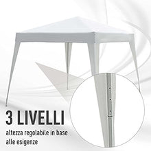 Outsunny Gazebo Pieghevole da Giardino 3x3m Struttura in Acciaio, Corde Antivento e Sacca di Trasporto, Bianco