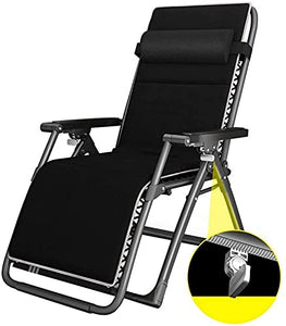 JFFFFWI Sedia Pieghevole Sedia Sdraio reclinabile con Cuscini Imbottiti per Giardino Piscina da Campeggio all'aperto Design da Spiaggia, Lettino Pieghevole Reclinabili Sedie a Sdraio, Nero Max. 160