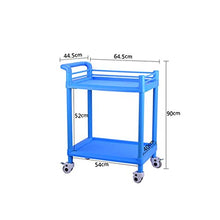 WangQ Carrello Doppio Carrello per Salone di Bellezza Carrello Porta Strumenti per Ospedale Carrello per Carrello Mobile Blu carrellino Cucina (Size : 64.5 * 44.5 * 90cm)