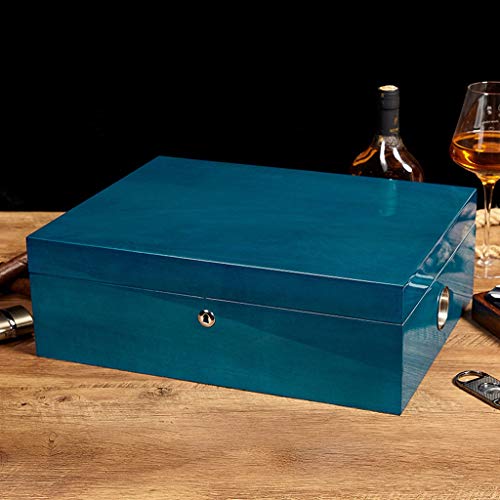 ZYING Colorato Seleziona Due Griglie Contenitore per sigari Scatola per sigari in Legno di Cedro Spagnolo Custodia per archiviazione Portatile Regalo di Fascia Alta per Il Marito (Color : Blue)
