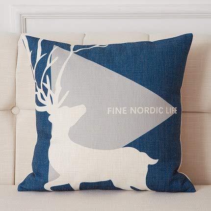 XMZFQ Fodera per Cuscino in Lino di Cotone, Stampa Blu sugli alci, Fodere per Cuscini Decorativi Quadrati, Cuscino Lombare per Divano per Ufficio, 45 * 45 cm, Set di 2,G