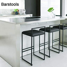 Seggiola da bar Set di 2 sgabelli moderni, Velluto Sedie da pranzo, Seduta imbottita in tessuto con gambe in metallo nero, condimento Sala Sedia di casa, Nero, Altezza seduta 75 cm ristorante