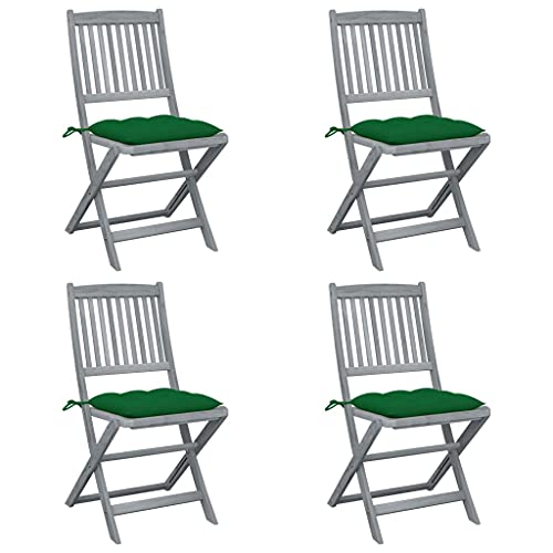 vidaXL Sedie da Giardino Pieghevoli 4pz con Cuscini in Massello Acacia