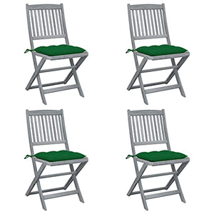 vidaXL Sedie da Giardino Pieghevoli 4pz con Cuscini in Massello Acacia