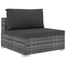 SKM Set Divani da Giardino 9 pz con Cuscini in Polyrattan Nero D