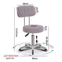 Sedia da Lavoro -Sgabello Regolabile con Schienale da 43-58cm-sedie Girevole Bianca con Ruote,idraulica,Attrezzatura da Salone Spa,sedie da Camera Sgabello da Bar Girevole Economico