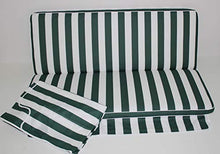 GHIOCUSCINI "Cuscini per Dondolo sfoderabile cm135 con tettuccio per Esterni Universale Mis. Larghezza cm 135 X profondità cm 54,Schienale cm54, SP. 6 cm. Cotone Rigato Bianco Verde Incluso Tettuccio