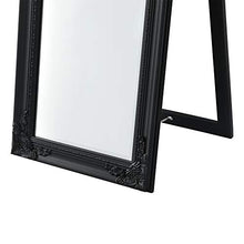 [en.casa] Specchio da Appoggio/Terra/Pavimento a Figura Intera Forma Rettangolare con Inclinazione Regolabile 160 x 40 cm Cornice in Eucalipto Stile Barocco - Nero