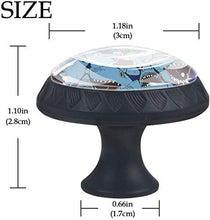 Modello blu dei denti dello squalo arrabbiato del mare Pomelli per Porta Set di 4 Pomelli per Mobili Manopole per Cassetti Cucina Armadio Vetro