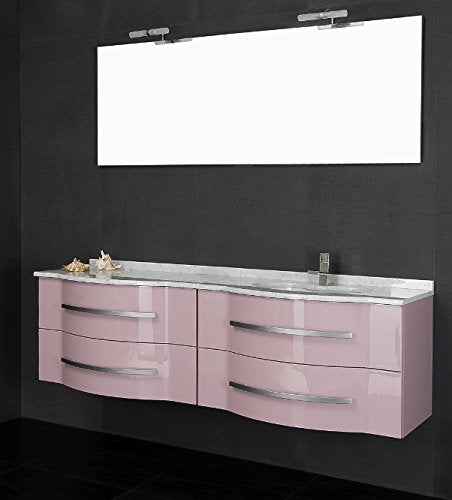 BagnoItalia Mobile Arredo Bagno cm180 sospeso con doppio lavabo disp. in 20 colori e specchiera Mobili 1 l