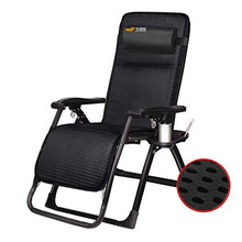 AI LI WEI SHUAIIJUAN Sedia per Il Tempo Libero Domestico Zero Gravity Patio Sdraio Pieghevole Reclining Sdraio Heavy Duty Gambe quadre con Cuscino for Outdoor Yard Porticato Beach Deck - Nero