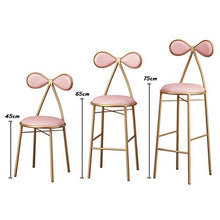 XHCP Mobili da Soggiorno Sgabelli Sgabelli da Bar Sedia con Schienale Bowknot per Cucina/Bar Sgabelli Alti Gambe in Metallo Dorato - 65 / 75cm Altezza Pub - Sedie Moderne da Pranzo PE