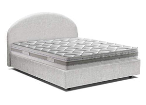 Talamo Italia Letto contenitore Una piazza e mezza Luna, Made in Italy, Letto con rivestimento in tessuto, Apertura frontale, con materasso cm 120x190 incluso, Bianco