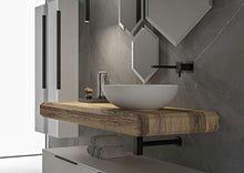 Dafne Italian Design Mobile Bagno Moderno con lavabo sospeso – Castagno Naturale Levigato – Laccato Bianco Opaco