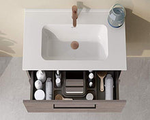 Mobili VARMA 60 cm | Finitura Rovere Chicago | Maniglie Nere | Mobile 60 x 64 x 46 cm con 2 cassetti + lavabo in Ceramica