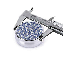 Scatola rotonda per medicina portatile, mini pillole in metallo, dispenser per pillole tascabili, borsa da viaggio, blu Delft Snow