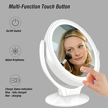 Aesfee Specchio da Trucco con Luci LED, Ingrandimento 1x/7x Specchio Cosmetico a Doppia Faccia Ruotabile di 360°, Interruttore Tocca, Specchio Illuminato Portatile per Viaggio,Bagno