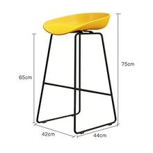 LKLXJ Sgabelli da Bar -Sedia da Bar in Metallo 45/65/75cm- Sgabello Sedia in Plastica Sedile Rigido Nero Rosso Giallo, Schienale Basso, da Montare,per Terrazze Interne All'aperto Sedie da Cucina Alte