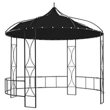 Goliraya Gazebo Padiglione da Giardino Rotondo Tetto Antracite con Struttura in Ferro,Gazebo in Ferro,Padiglione in Ferro 300 x 290 cm