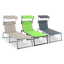 blumfeldt Amalfi - Lettino da Giardino, Sdraio, Rivestimento in Gommapiuma e Cuscino, Parasole, Schienale Regolabile su 5 Posizioni, 70x37x200, Beige