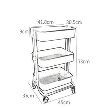 Quattro Ruote portatile strumento di archiviazione Carrello Carrello for ripiani ， Scaffali da cucina in metallo, comodo studio di cucina soggiorno di grande capacità, 3 colori 45X37X83CM Utility Cart