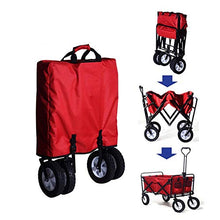 Pieghevole Giardino Carrello con Custodia, Heavy Duty Leggero rotolamento Utility Wagon, Pieghevole Scopo Camping Wagon per Lo Shopping Spiaggia all'aperto, Supporto 225 lbs,Red