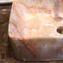 WEHOLY Lavabo in Resina Lavabo Quadrato da Incasso Ovale in Pietra Naturale Lavabo Quadrato in Marmo Creativo retrò in Ceramica Hotel Lavabo antispruzzo