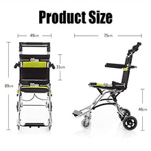 Carrozzine Leggere Pieghevoli - Forniture Mediche - Pieghevole in Alluminio Ultraleggero - Carrozzina con Freno per Disabili E Anziani - Cintura di Sicurezza A