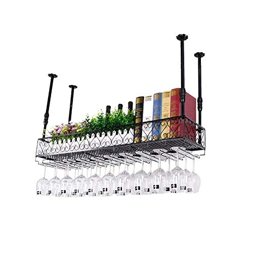 HLL Portabici da Vino, Retro Appeso Scaffali Galleggianti Regolabili Altezza Regolabile Del Soffitto Del Soffitto Del Supporto Del Soffitto Del Supporto per la Decorazione Della Barra 2 Colori 6 Dime