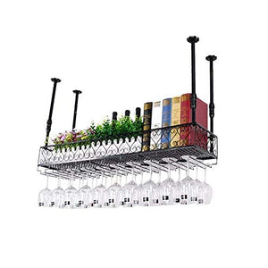 HLL Portabici da Vino, Retro Appeso Scaffali Galleggianti Regolabili Altezza Regolabile Del Soffitto Del Soffitto Del Supporto Del Soffitto Del Supporto per la Decorazione Della Barra 2 Colori 6 Dime