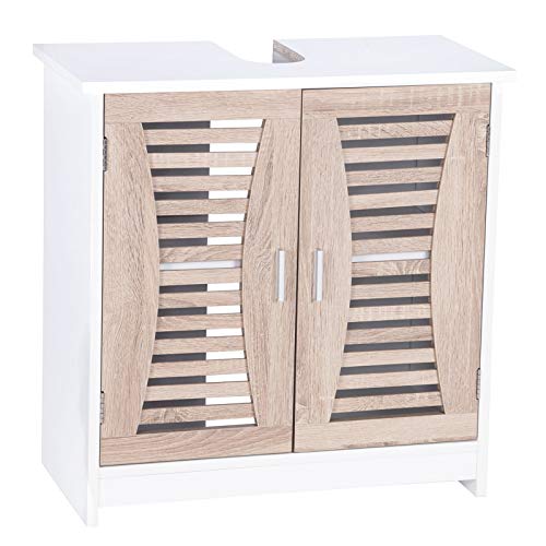 WOLTU Mobile a Terra Sottolavabo Armadietto da Bagno in MDF a 2 Ripiani con Ante 60x30x60,5cm