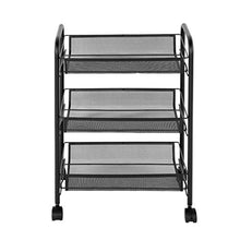 BLWX LY Scaffalatura a 3 Piani con mensole in Mesh con Ruote Cucina Carrello in Metallo Parrucchiere Portaoggetti Soggiorno Organizzazione Bagno Nero