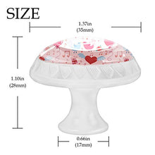 4 maniglie per armadietti, credenze, cassetti, mobili da cucina o camera dei bambini, San Valentino, stile retrò, con note musicali, uccelli