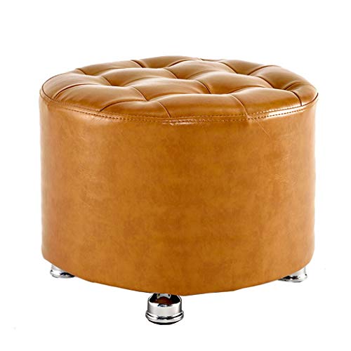 Mobili per la casa e Giardino Sgabello Trucco Rotondo 丨 Pouf Singolo Imbottito in Ecopelle Giocattolo poggiapiedi Imbottito 丨 Panca Regolabile scarpa-40x30cm, Giallo Ottomani da Cucina