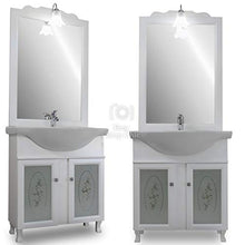Shop Chic Arredo bagno bianco stile contemporaneo con lavabo 65 cm e specchio liberty