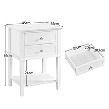Yaheetech Comodino Camera da Letto Comodino Bianco con 2 Cassetti in Legno Tavolino Lato da Divano Salotto Soggiorno 45 x 35 x 61 cm
